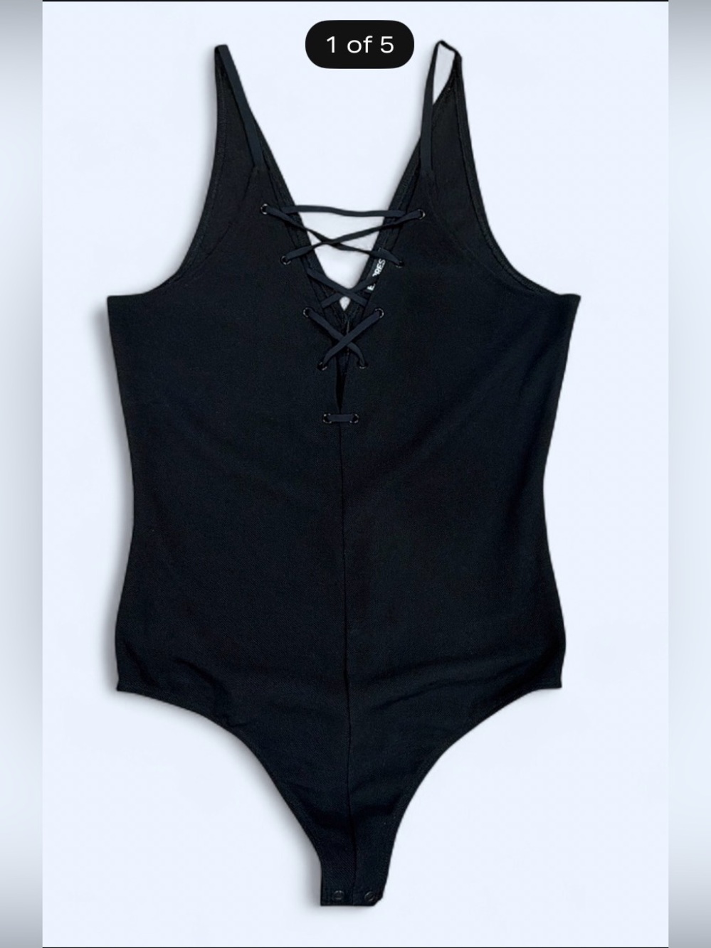 Express Black Lace-Up Scoop Neck Bodysuit